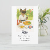 Invitation Cat Fish and Chips Party pour Londoner Anglais (Debout devant)