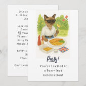 Invitation Cat Fish and Chips Party pour Londoner Anglais (Devant / Derrière)