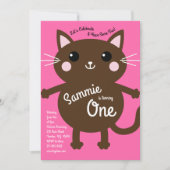 Invitation Cat Kid's Birthday Party Cute Kitty (Devant)