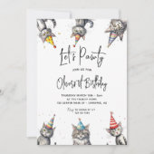 Invitation Cat Let's Pawty 1er anniversaire (Devant)