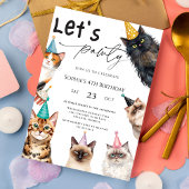 Invitation Cat Let's Pawty Kitten mignon 4e anniversaire