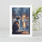 Invitation cat looks the rain (Debout devant)