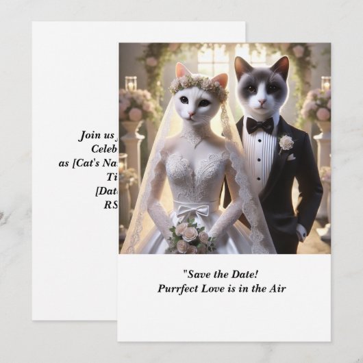 Invitation CAT MARIAGE Enregistrer l'invitation Date (Devant / Derrière)