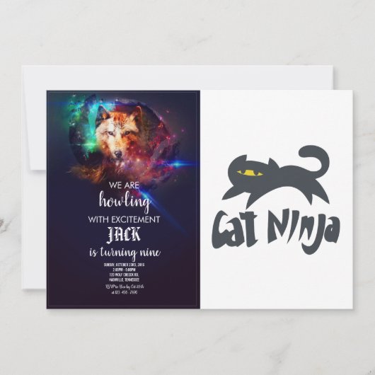 Invitation Cat ninja - Choisir la couleur arrière - plan (Devant)