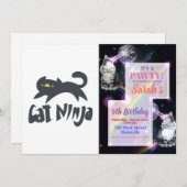 Invitation Cat ninja - Choisissez la couleur arrière - plan (Devant / Derrière)