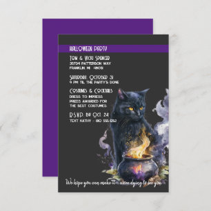 Invitation Cat noir Cauldron Halloween Costume Party