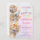 Invitation Cat Pawty Anniversaire Fille 2e Anniversaire (Devant)