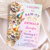 Invitation Cat Pawty Anniversaire Fille 6e Anniversaire