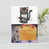 Invitation Cat serrant une tasse de café - Choisir un colo ar (Debout devant)