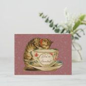 Invitation Cat Teacup Cute Vintage Victorien (Debout devant)