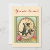 Invitation Cat Themed Wedding Ivory and green (Devant)