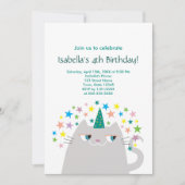 Invitation Cat Unicorn Cute Girl'anniversaire (Devant)
