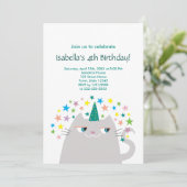 Invitation Cat Unicorn Cute Girl'anniversaire (Debout devant)