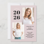 Invitation Catégorie 2023 | Trois photos Blush Pink Grad Part (Devant)