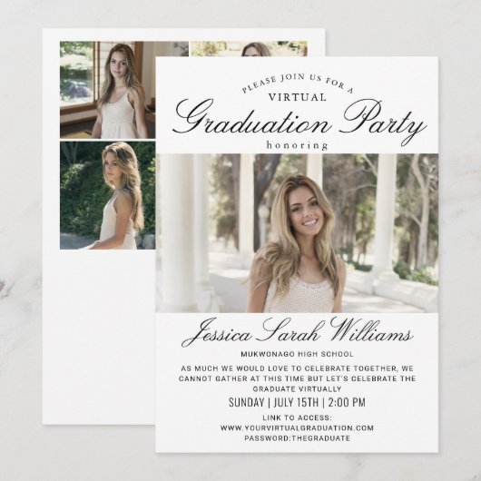 Invitation Catégorie 2024 5 Photos VIRTUAL Graduation Party (Devant / Derrière)