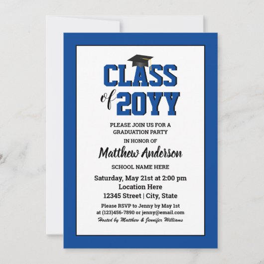 Invitation Catégorie 2024 Elegant Sapphire Blue Graduation (Devant)
