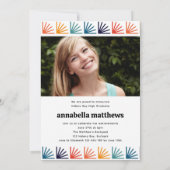 Invitation Catégorie Retro Rainbow Motif Photos Graduation (Dos)