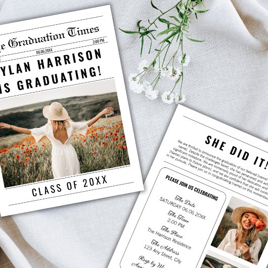 Invitation Catégorie Unique De Journaux De 2025 Graduation