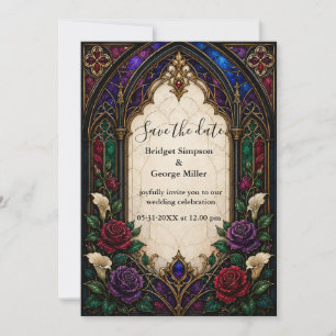 Invitation Cathédrale de mariage Rose gothique vitrail