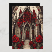 Invitation Cathédrale de Vampire et Mariage gothique Rose (Devant / Derrière)
