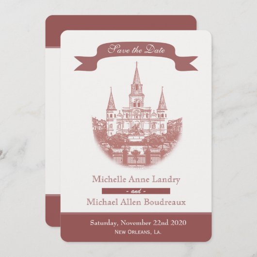 Invitation Cathédrale Enregistrez la Date (Devant / Derrière)