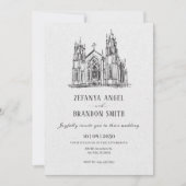 Invitation cathédrale vintage classique mariage (Devant)