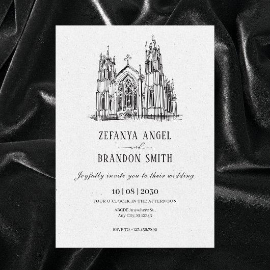 Invitation cathédrale vintage classique mariage