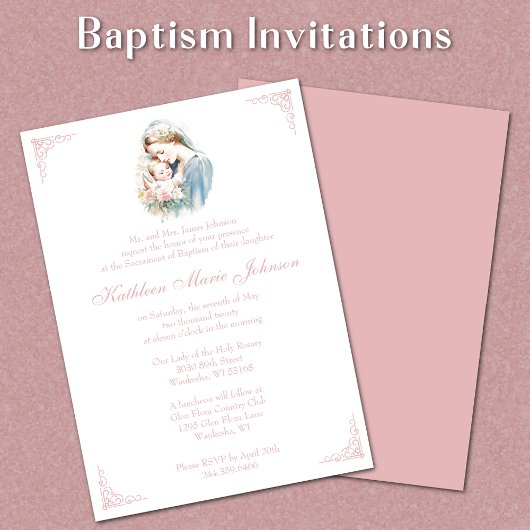 Invitation Catholic Baptism Christening Holy Family