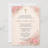 Invitation Catholic Baptism Christening Mary Jesus Roses (Devant)