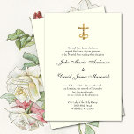 Invitation Catholic Classic Elegant Religious Wedding Invitat<br><div class="desc">Personalize our beautiful traditional Catholic wedding invitations with gold wedding rings entwining a golden crucifix.  Ivory background and all text and fonts can be modified.</div>