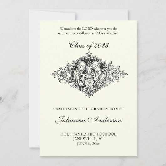 Invitation Catholic Classique Élégant Diplôme Religieux (Devant)
