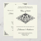 Invitation Catholic Classique Élégant Diplôme Religieux (Devant / Derrière)