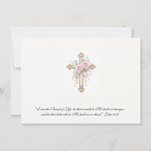 Invitation Catholic First Communion Chalice Host Floral (Dos)