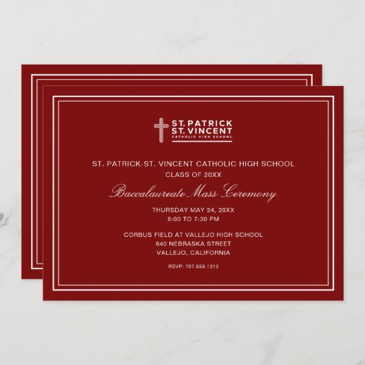 Invitation Catholic Graduation Mass (Devant / Derrière)