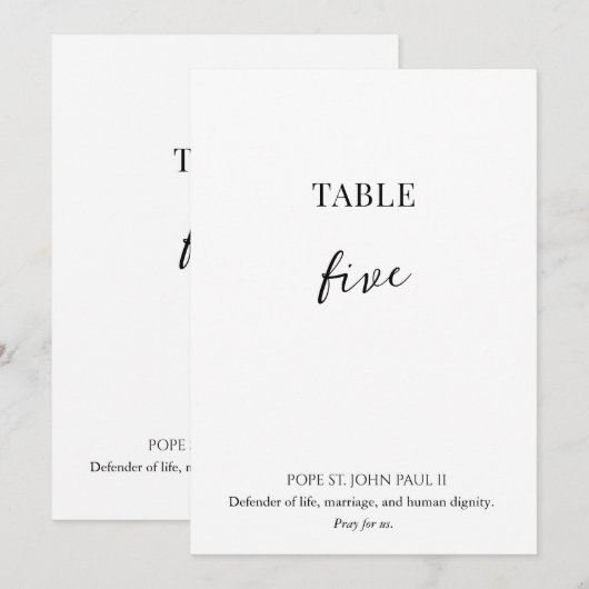Invitation Catholic Saint Wedding Table Number (Devant / Derrière)