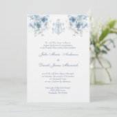 Invitation Catholique Bleu Floral Religieux Marie Mariage (Debout devant)
