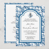 Invitation Catholique Bleu Vierge Marie Mariage (Devant / Derrière)