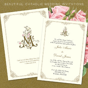 Invitation Catholique Classique Élégant Mariage Religieux Inv