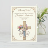 Invitation Catholique Classique Élégant Religieux Graduation  (Debout devant)