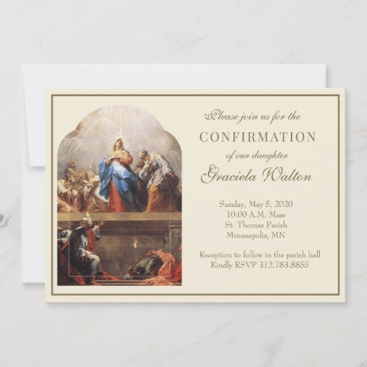 Invitation Catholique Confirmation Esprit Saint Écriture Invi (Devant)