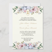 Invitation Catholique Élégant Floral Mariage religieux (Devant)