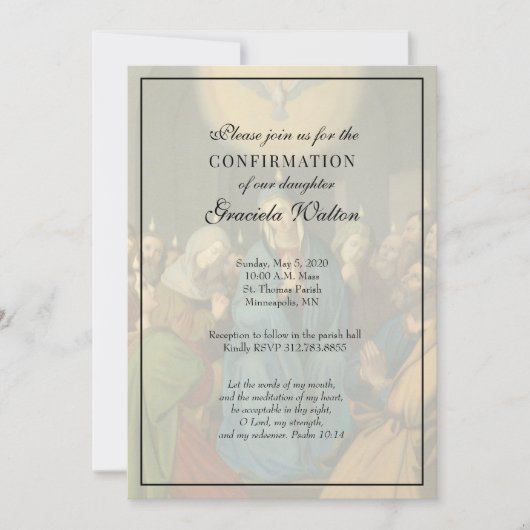 Invitation Catholique Élégant Sacrement de Confirmation (Devant)