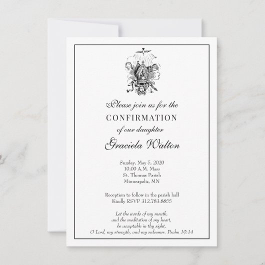 Invitation Catholique Élégant Sacrement de Confirmation (Devant)
