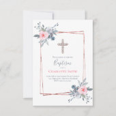 Invitation Catholique fille Baptême conception de cadre flora (Devant)
