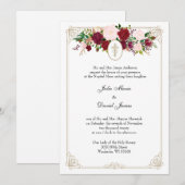 Invitation Catholique Floral Élégant Mariage religieux (Devant / Derrière)