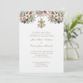 Invitation Catholique Floral Gold Mary Mariage (Debout devant)