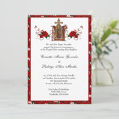 Invitation Catholique Guadalupe Religieux Red Roses Mariage (Debout devant)