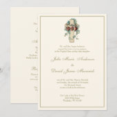 Invitation Catholique Jésus Marie Joseph Mariage Floral (Devant / Derrière)