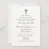 Invitation Catholique Mariage Classique Blanc manuscrit Éléga (Devant)