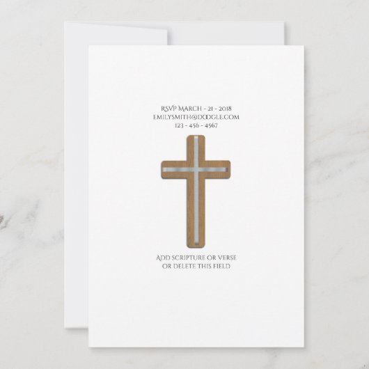 Invitation Catholique Mariage Classique Blanc manuscrit Éléga (Dos)